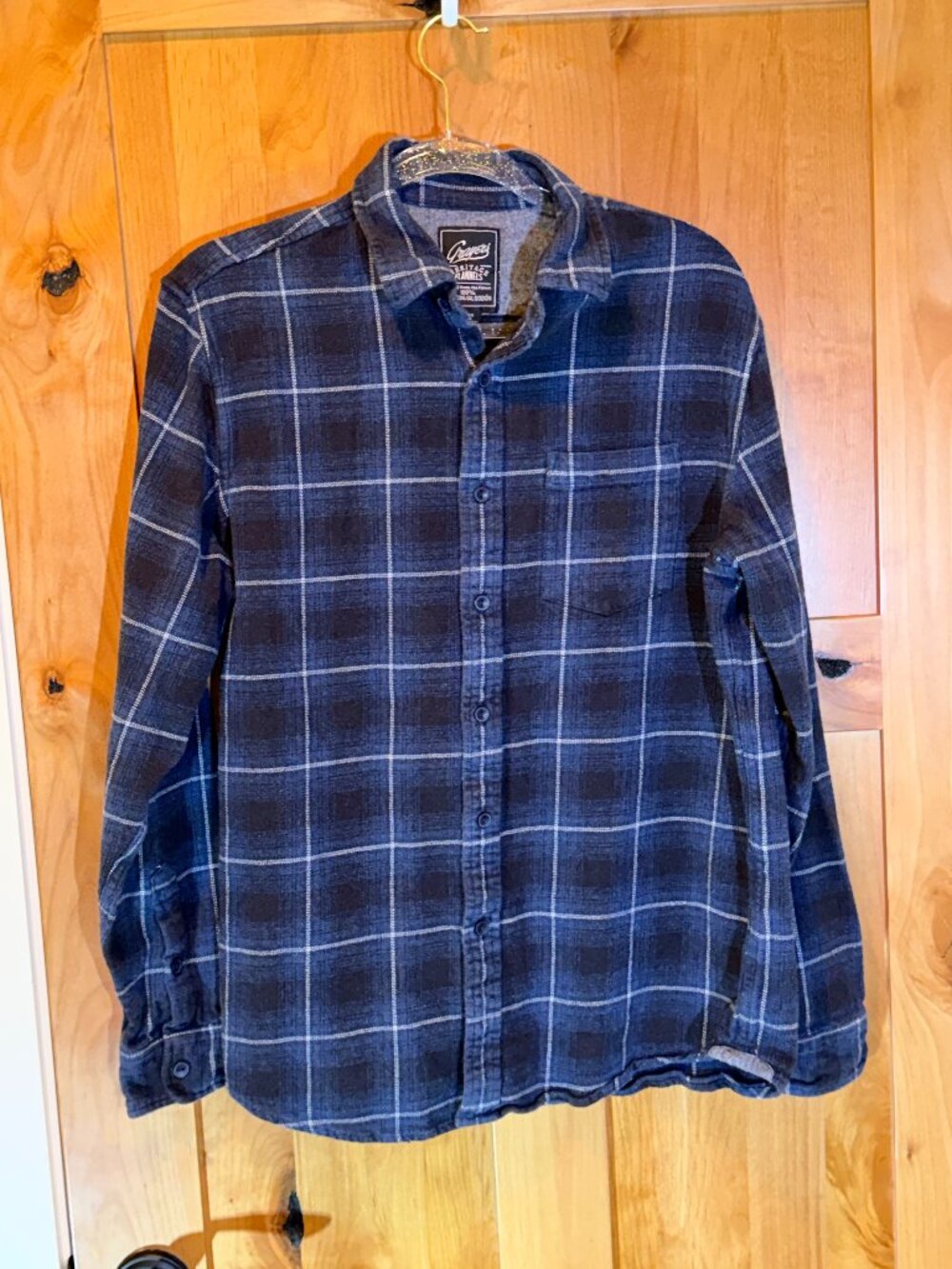 Grayers Heritage Flannels Blue Plaid Button Down Shirt Size M